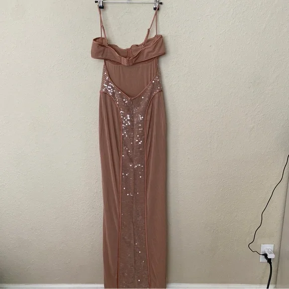 HOUSE OF CB S D-DD 'Bonita' Cafe Au Lait Sequin Maxi Dress NWOT size S - Picture 5 of 15